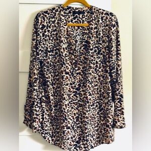Apt. 9 Leopard print 3/4 Sleeve Blouse Relaxed Fit